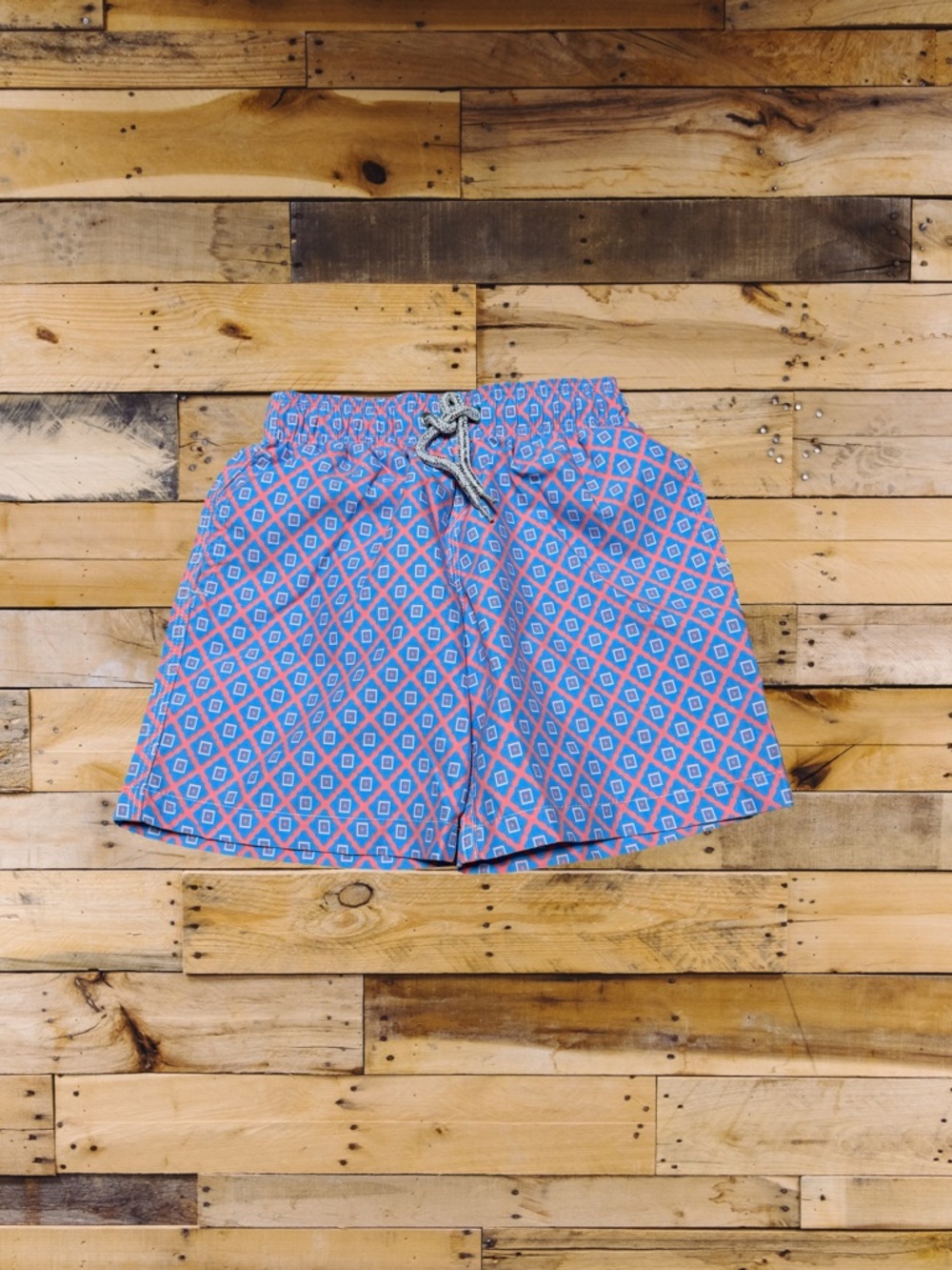 NWT Michael’s Swimwear Swim Trunks Blue Pink Diamond Print Boys Size 6